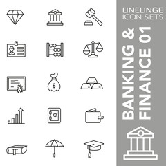 Thin line icon set of banking, business and financial symbols