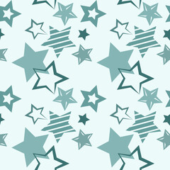 Seamless vector pattern with stars on light background, decorative wallpaper, fabric print.
