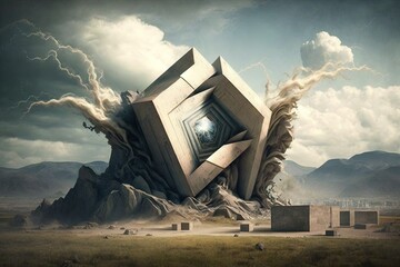 Undeniable Power: illustration the Force Behind Earthquakes on Canvas Generative AI
