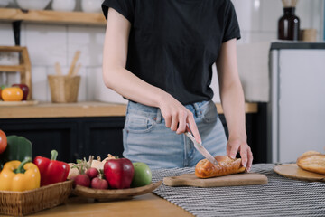 Young woman in the kitchen.