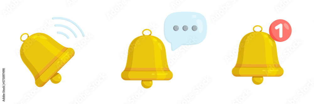 Poster set of notification bell reminder in a flat design