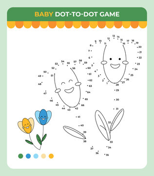 Dot-to-dot game for children, Blossom flowers, Spring children game