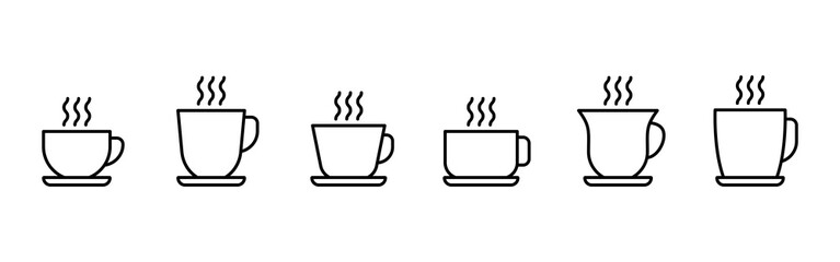Vector Tea cup and saucer icon set illustration