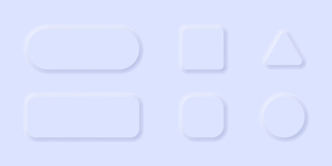 Vector 3D neumorphic user interface button icon set illustration