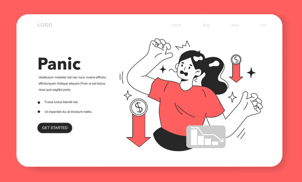 Cycle of investor emotions web banner or landing page.