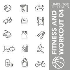 Thin line icon set of fitness, workout and activity symbols