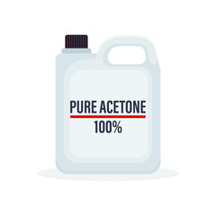 Big plastic bottle with pure acetone 100% isolated on a white background