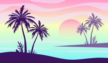Plakat beach scene vector illustration