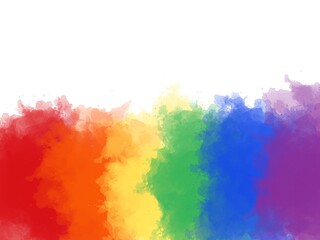 Rainbow watercolor hand draw illustration , for creative design tag, print, textile, paper, label, text, poster, banner. Background with copy space.