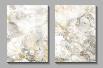 Marble set vector texture background for cover design, poster, cover, banner, flyer, cards and design interior. Tile. Wall. Beige and grey stone texture. Hand-drawn luxury marbled template.