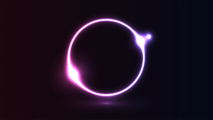 Abstract cosmic dynamic color circle background with glowing neon lighting on dark background