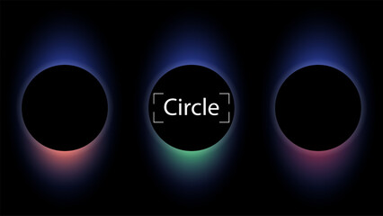 Circle banner with color gradient isolated on black background