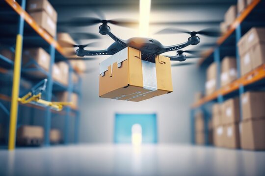 Automated Delivery: Innovative Drone Technology for Fast Shipping Innovation in Logistics, Generative AI.