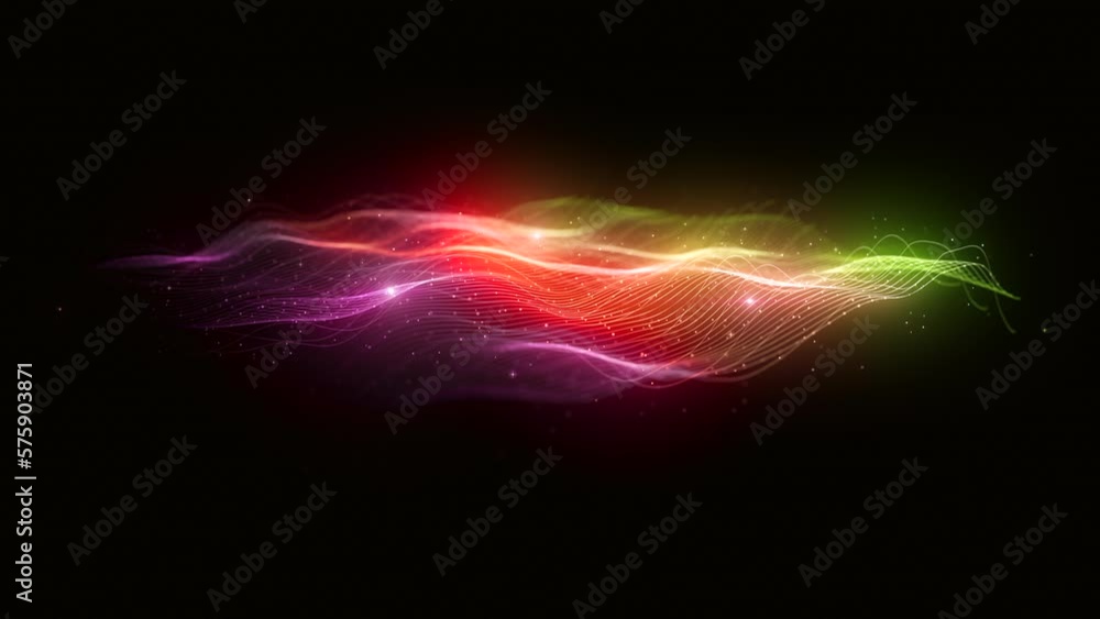 Poster colorful waving mesh fx background loop/ 4k animation of an abstract colorful fractal background wit