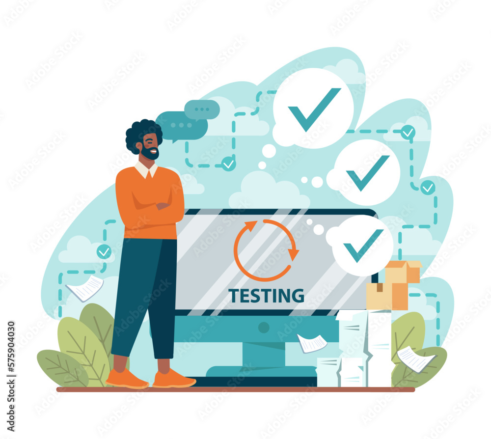 Canvas Prints software tester. black male it specialist searching for bugs and correcting