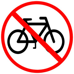 Not allow bicycle warning sign  isolated on white background with clipping path.