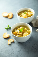 Homemade vegetable soup with cauliflower