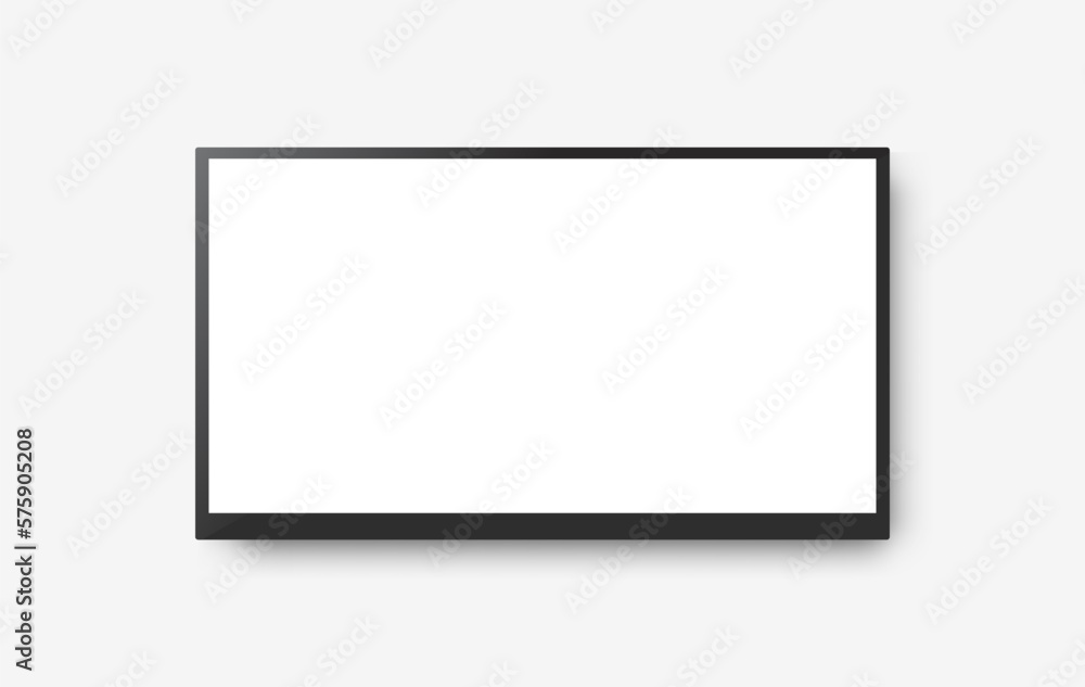 Wall mural flat television white screen vector mockup illustration