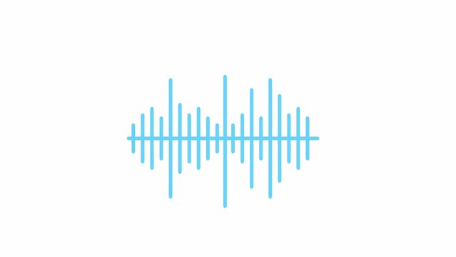 Animated sound visualization. Flat cartoon style icon 4K video footage. Audio waveform. Longitudinal music waves color isolated element animation on white background with alpha channel transparency