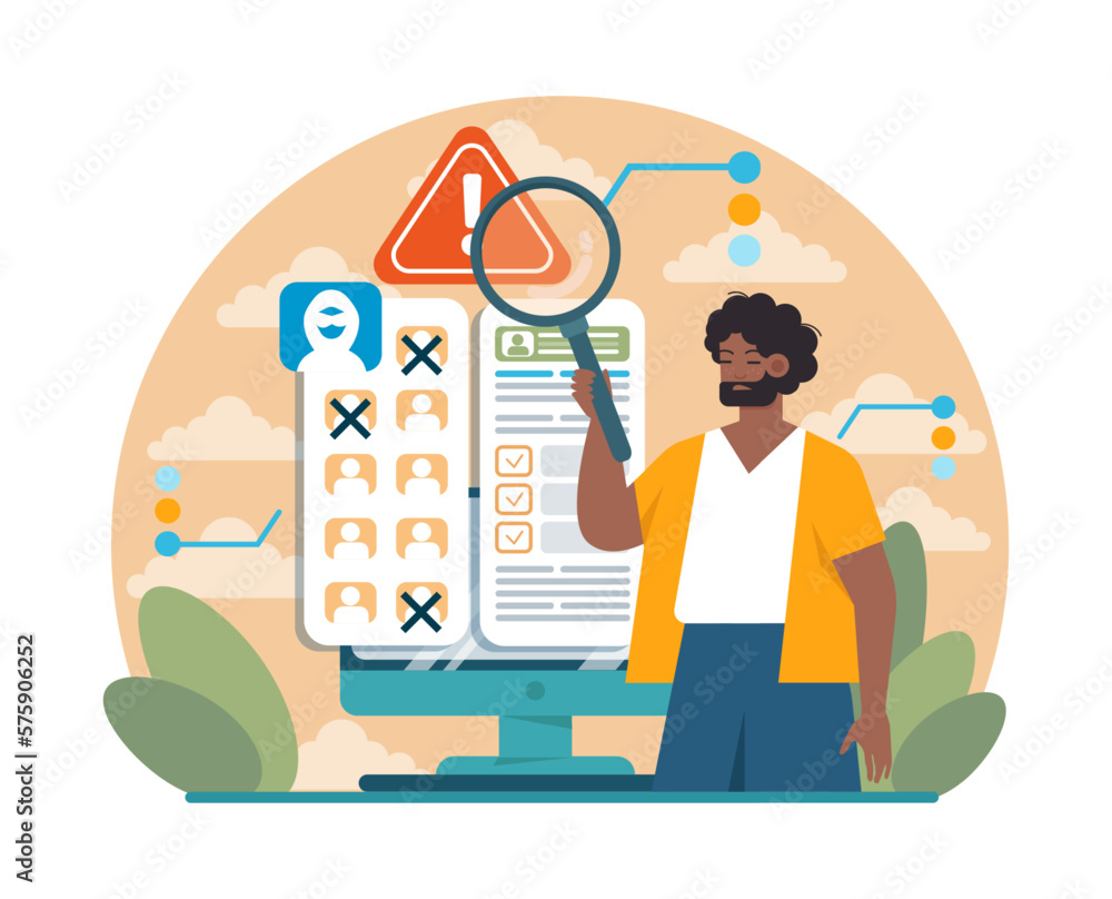 Poster ethical hacker. character conducting a security penetration test. white