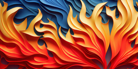 Red and blue fire background, burning hot and cold flames watercolor illustration banner, created with Generative AI technology - 575906415