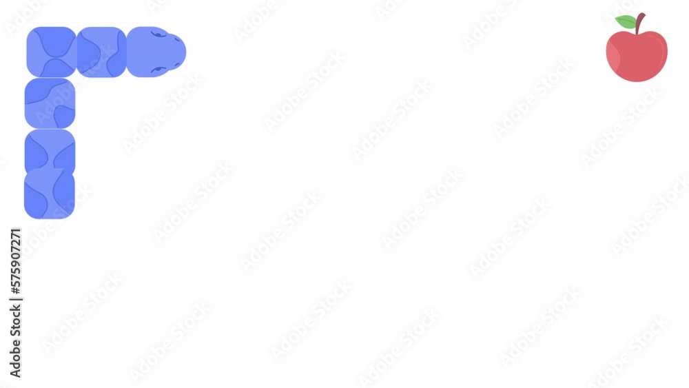 Poster animated snake game template. retro gameplay. flat cartoon style elements 4k video footage. warm eat