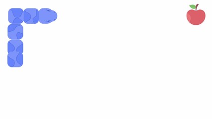 Animated snake game template. Retro gameplay. Flat cartoon style elements 4K video footage. Warm eating apple isolated blank mockup animation on white background with alpha channel transparency