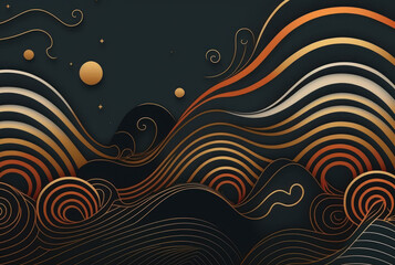 Beautiful Japanese background with line wave pattern. Generative ai.