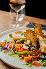 salad with salmon and vegetables