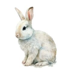 watercolor easter bunny rabbit on white bakground