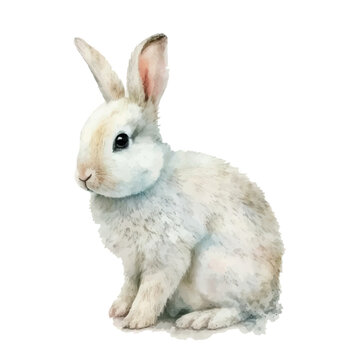 watercolor easter bunny rabbit on white bakground