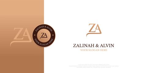 Fototapeta premium Initial ZA Logo Design Vector 
