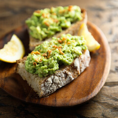 Healthy toast with mashed avocado