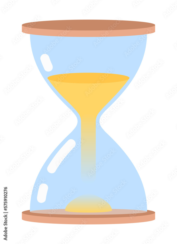 Aufkleber hourglass with falling sand semi flat color vector object. editable element. glass clock. full sized