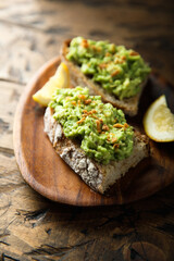 Healthy toast with mashed avocado