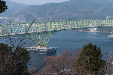 日本　山口県の大畠瀬戸にある本州と周防大島をつなぐ大島大橋