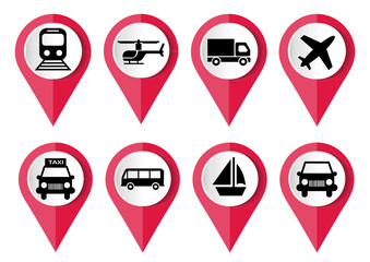 Transportation vector icon set, flat design
