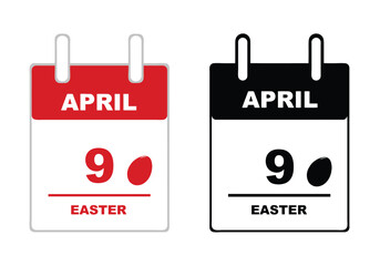 Illustration of Easter calendar 2023 isolated on white
