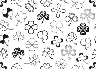 Clover leaves seamless pattern isolated on white background