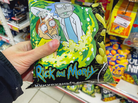 Tyumen, Russia-January 23, 2023: Rick and Morty adult animated science fiction sitcom. Selective focus