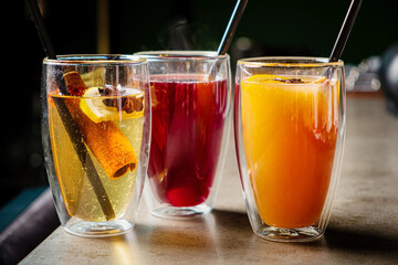 cocktail with red berries and fruits