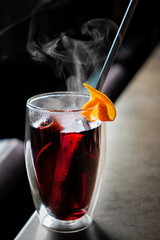 cocktail with red berries and fruits