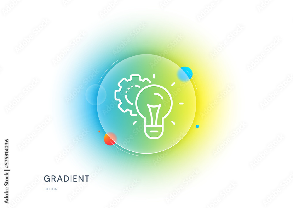 Poster idea gear line icon. gradient blur button with glassmorphism. settings cogwheel sign. working proces