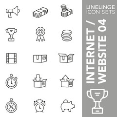 Thin line icon set of website content, internet icons and commercial symbols