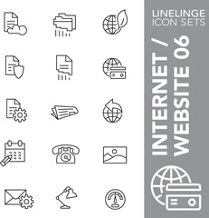Thin line icon set of website content, internet icons and commercial symbols