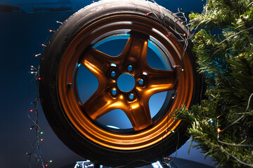 christmas gifts car wheels under the tree tuning drift details