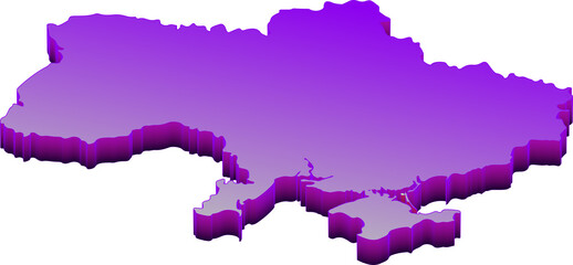 A map of Ukraine border with gradient 3d