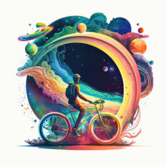 A Colorful Journey on World Bicycle Day created using generative ai