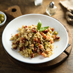 Couscous with olives and sun dried tomatoes
