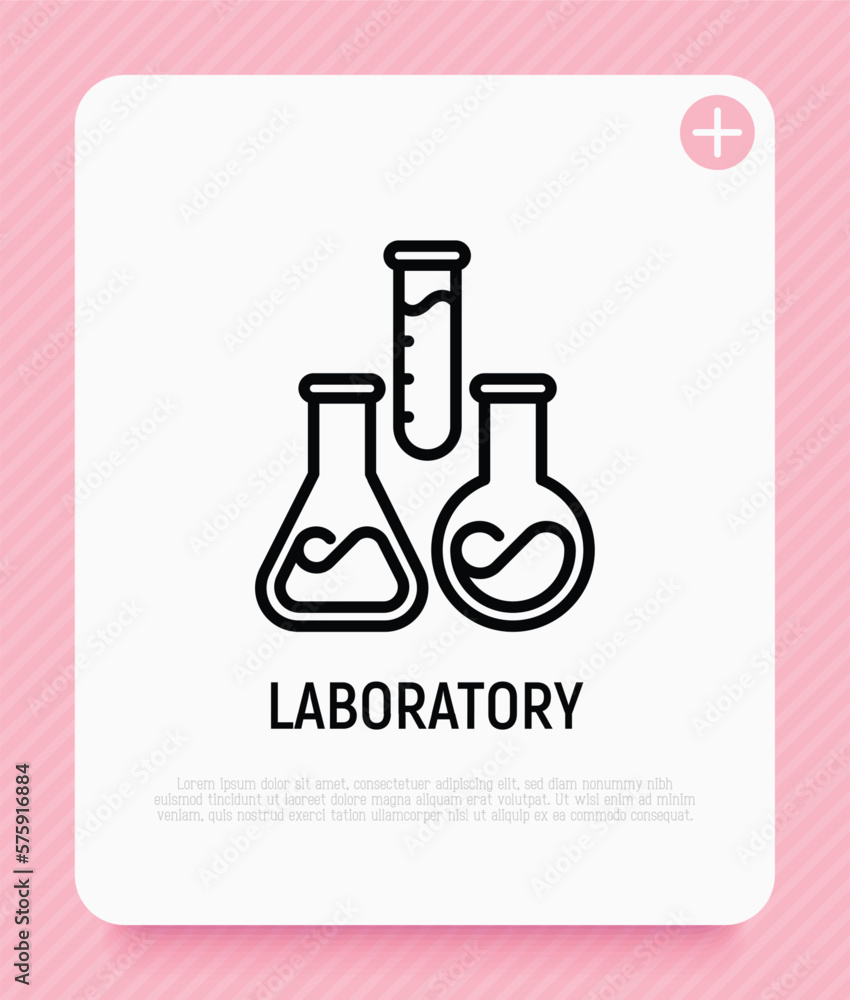 Poster laboratory symbol: test tubes in different shapes. thin line icon. modern vector illustration for la